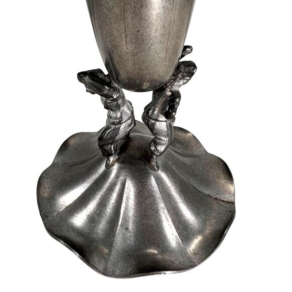 Vtg KSO Kayserzinn Pewter Art Nouveau Jugendstil Vase Women Figures P108 8.5 in - Picture 9 of 15